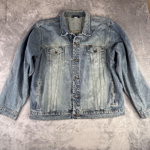 Ralph Lauren Polo Jeans CoJacket Mens 2XL Light Wash Blue Denim Trucker RL - Picture 2 of 16